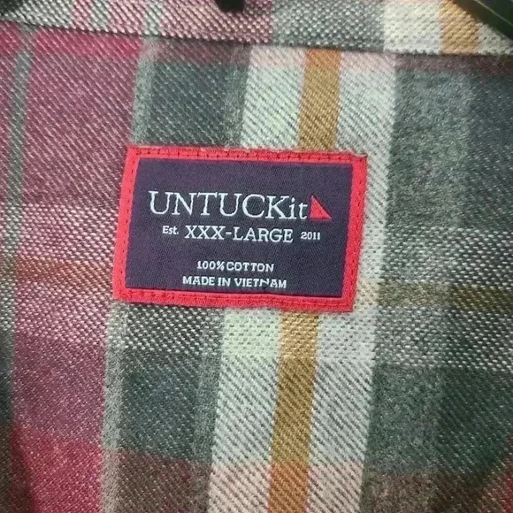 UNTUCKit Cotton Flannel Plaid Long Sleeve Button Down Shirt Size XXXL - Picture 3 of 11
